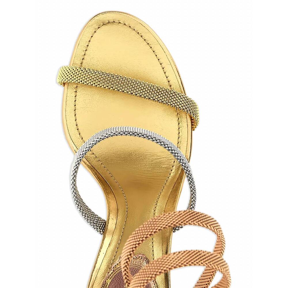 NEW RENE CAOVILLA women's cleo tri-tone sandals in gold - Picture 5 of 5